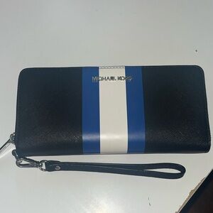 Michael Kors Black and Blue Stripe Wallet
